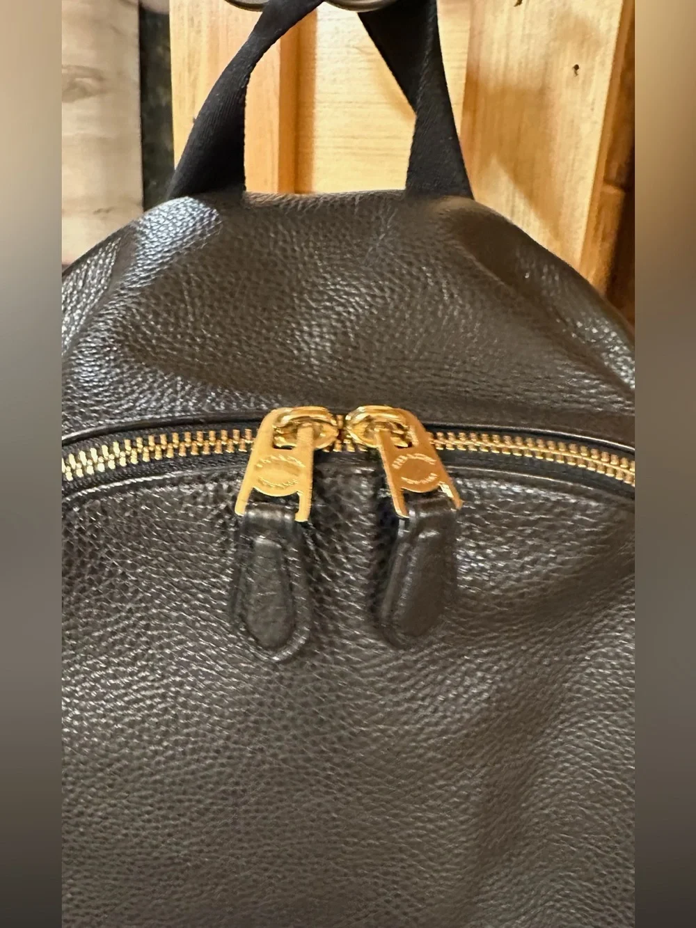 COACH Backpack Pebbled Black Leather Gold Hardware